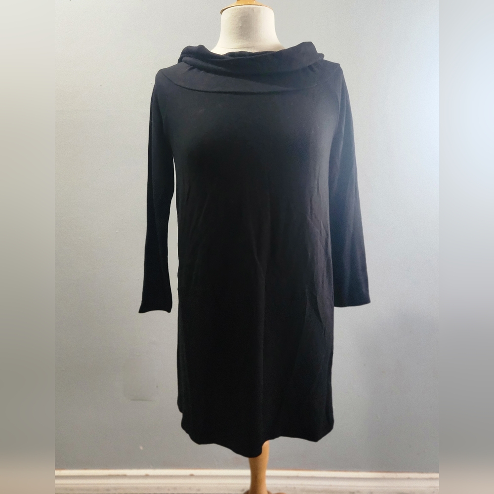 Press Chic Black Long Sleeve Cowl Neck Dress Size Xs